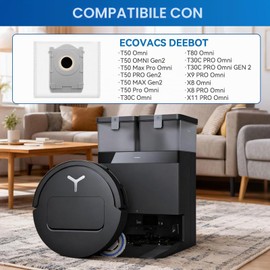 10 sacchetti per aspirapolvere per robot Ecovacs T50 / T50 Pro Omni Gen 2 / T80 / T80 Omni / X80 / X9 / X11 Pro Omni / T30C Pro Omni Gen 2, accessori di ricambio