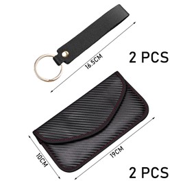 2 Car Key Bags with 2 Black Keychains, Id Card Holder, Car Key Signal Shielding Bag, Car Key Bag Anti-Theft