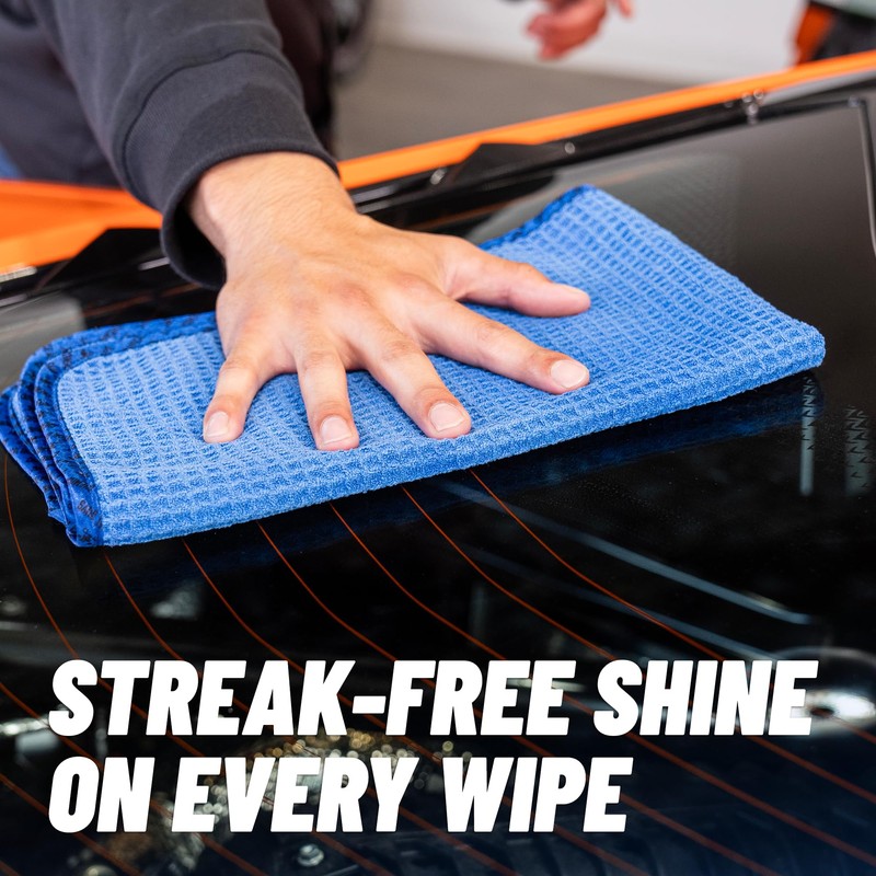Chemical Guys Waffle Weave Glass and Window Microfiber Towel Blue