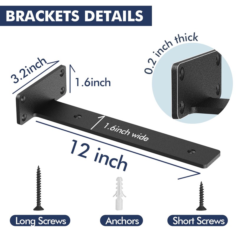 Starunder 4 Pack Floating Shelf Brackets,12 inch Heavy Duty Industrial
