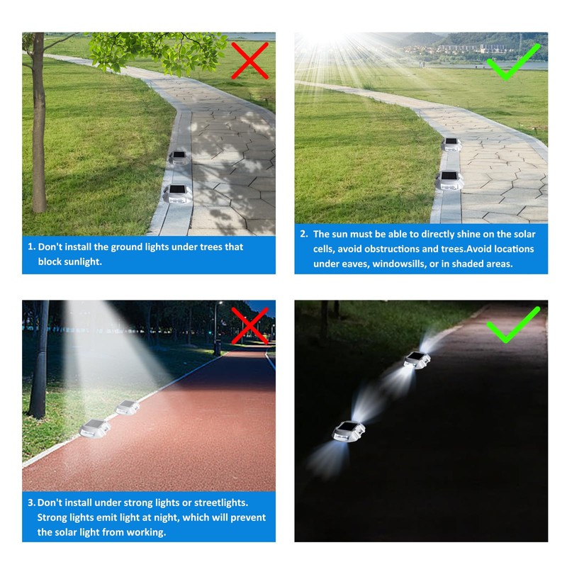 JIGUOOR Solar Deck Lights LED Driveway Lights Solar Powered Dock