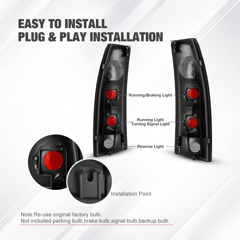 AUTOWIKI Tail Lights Fit for 1988-1999 Chevy GMC C/K 1500