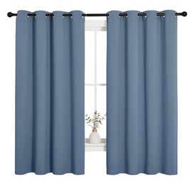 NICETOWN NICETOWN Blackout Curtains for Kitchen Window, Sound & Heat & Cold Reducing Curtains & Drapes for Kids Bedroom, Home Decoration Draperies (Stone Blue, 55" Wide x 68" Long, 2PCs)