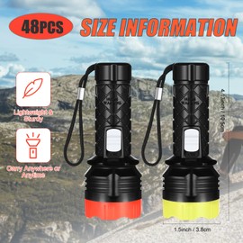 Tujoe 48 Pcs Mini Flashlight Bulk Flashlight with Lanyard Assorted Colors Torch Flashlights LED Keychain Flashlights Small Light Night Reading Emergency Hurricane Camping Hiking Party Supplies