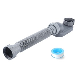 Low Profile 1 1/2 P Trap, Flexible Bathtub Shower Drain Pipe, Flat P Trap Freestanding Tub Drain for Bath