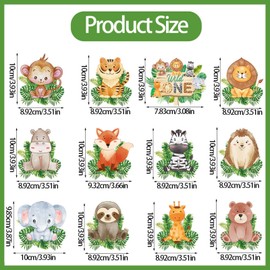 Enorteen 24 Pcs Animals Hanging Ornaments with Leaves Jungle Theme Hanging Ornaments Monkey Tiger Lion Bear Hanging Decor Birthday Party Supplies for Decorations