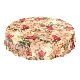 ANRO Oilcloth Tablecloth Oilcloth Tablecloth Country House Roses Letters Round 100 cm