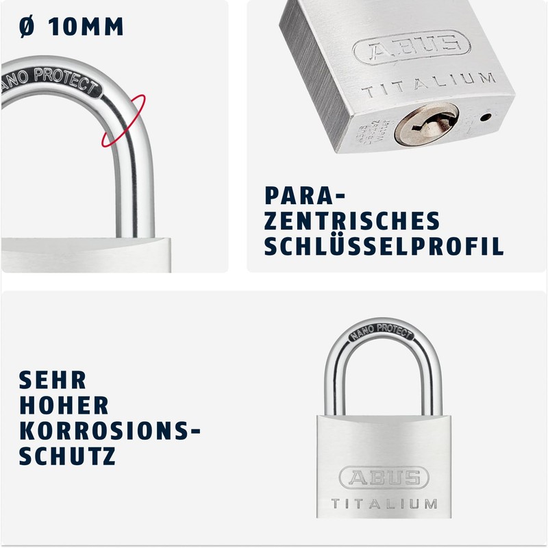 ABUS Titalium 64TI/60 Padlock - Cellar Lock with Special Aluminium