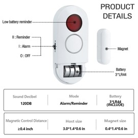 Door Alarm, Door Window Alarm, Door and Window Alarms for Home Security, Door Alarms When Opened, 2-in-1 Alarm & Reminder, 120DB Pool Alarms for Door, Burglar Alarms for Home Security(8 Pack)