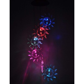Lainin Solar Powered Wind Spinner Color Changing Wind Chime Lamp Mobile for Outdoor Garden Home Patio Ligting Decoration (Sun)