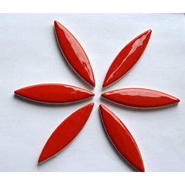 Ceramic Mosaic Stones Leaf Shape Approx. 6 cm Long Red Pack of 6 Flowers Approx. 45 g Frost-Proof Approx. 45 g Frost-Proof