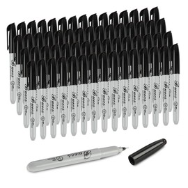 Buecs Permanent Markers, 60 Count Ultra Fine Point Black Permanent Markers, Works on paper, Plastic, Stone, Glass, Metal