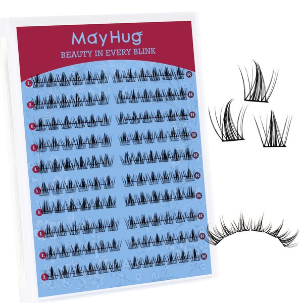 Mayhug Natural Lash Clusters Left&Right 120pcs Eyelash Clusters D Curl