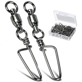 9Tong High Strength Fishing Snap Swivels Ball Bearing Swivels Stainless Fishing Swivels Saltwater Corrosion Resistance Barrel Swivel for Freshwater Fishing Black 25pcs 31lbs
