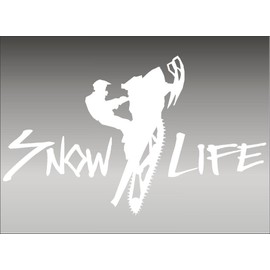 Snow Life/White / 8" Snowmobile Sled Window Sticker Graphic Extreme Sports Vinyl Vehicle Decal