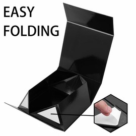 PLINJOY Magnetic Gift Box 15 Pack Black Small Gift Box with Lids Closure in Bulk, Luxury Cardboard Gift Boxes for Presents,Bridesmaid Proposal,Packaging for Small Business,Parties,Bulk 8x8x4