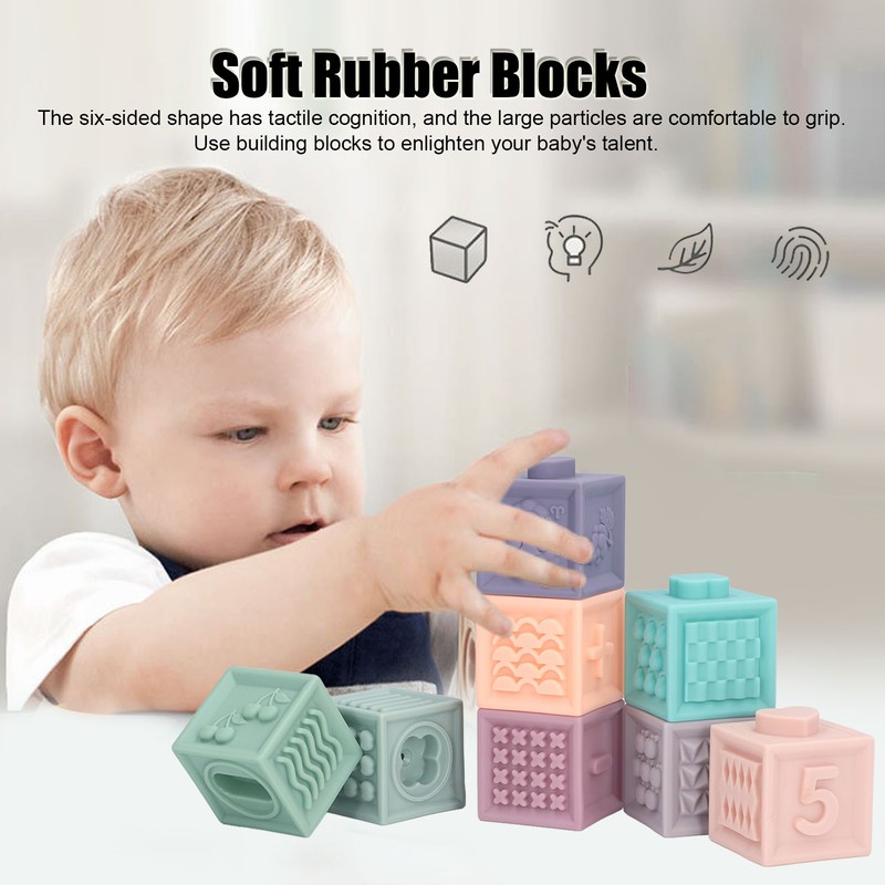 Soft Rubber Blocks Babies Children Chewing Silicone Early Childhood Educational