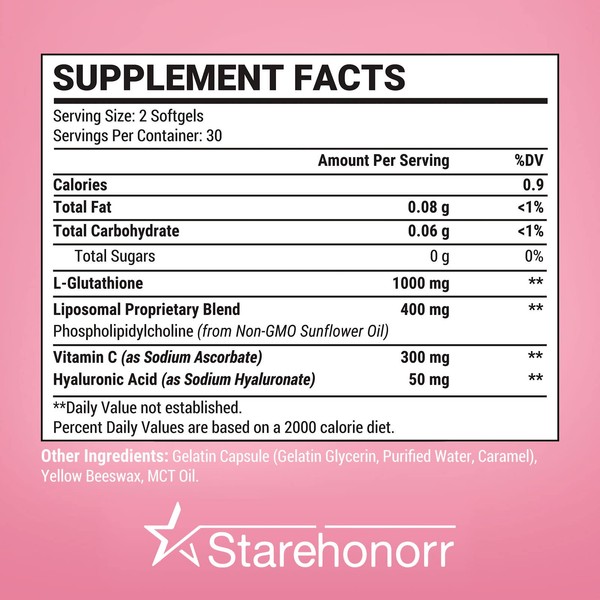 Starehonorr Starehonorr Liposomal Glutathione Softgels 1500MG, Reduced Glutathione Supplement with