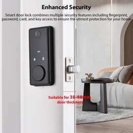 Splenssy Smart Lock BT Keyless Entry Door Lock TY APP Fingerprint Password RFID Card Mechanical Key 5 Unlocking Methods Aluminum Alloy Door Lock for 35-60mm Thickness Office Home Bedroom Door
