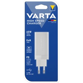 VARTA Charger, 65 W, simultaneous charging of up to 3 devices, high speed charger, charging plug for laptops, smartphones, ultra-light and compact, power supply