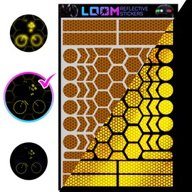 LOOM Reflective Stickers Kit (67pcs Prism-YEL)• Nighttime Safety Waterproof Self-Adhesive Decals for Helmets, Skateboard, Bike, Scooter, E-Bike, Motorcycle & Strollers • Bright Colors