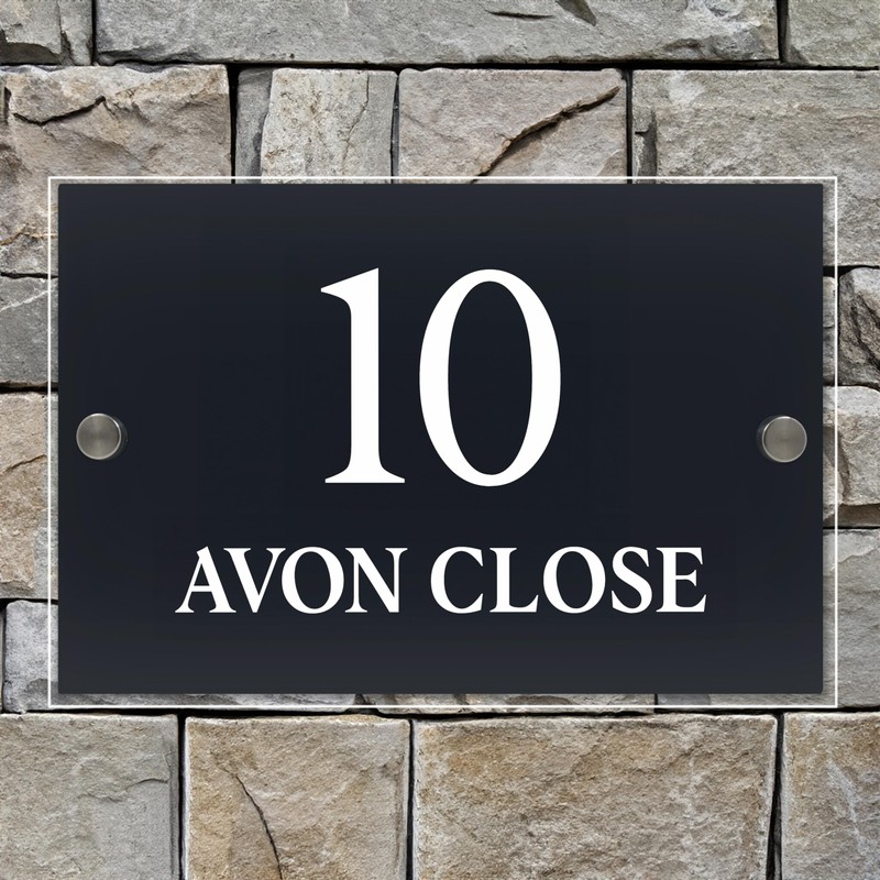 Badgemaster Layered Glass Effect Modern Anthracite Acrylic House Number Sign