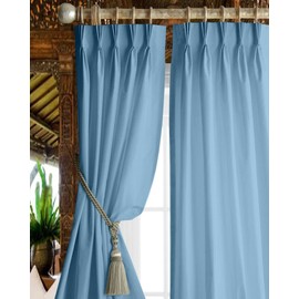 Magic Drapes Pinch Pleated Curtains & Drapes Blackout Thermal Insulated for Traverse Rod, Living Room, Bedroom, Sliding Door Patio Home with Hooks & Tiebacks W(21"+21") L95(2 Panels, Sky Blue)