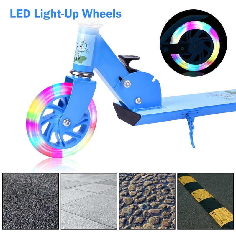 Herefun Children's Scooter with LED Light Up PU Wheels, Height