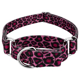 Country Brook Petz - Pink Leopard Martingale Dog Collar - Animal Prints Collection Featuring Wild Designs (1 Inch, Medium)