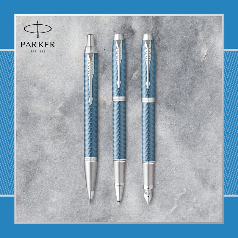Parker IM Rollerball Pen | Premium Blue Grey with Chrome