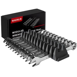 WAENLIR 12PCS Magnetic Modular Wrench Organizer Set-Tool Drawer Storage Rack with Metric&SAE Labels, Wrench Holder with Magnet, Perfect Tool Gift for Men, father, boyfriend, DIYers & Mechanics (Black)