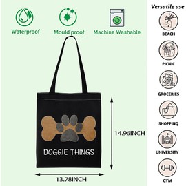 Dog Lover Shopping Bag Dog Owner Tote Bag Doggie Things Tote Bag Pet Dog Tote Bag Dog Park Shopping Bag Doggie Gift (DOGGIE THINGS blk CA)
