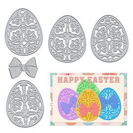 Metal Easter Eggs Cutting Dies, Egg Frame Bows Easter Dies Cuts for Card Making Templates Embossing Mould DIY Stencils Scrapbooking Craft Album Paper Card Decor