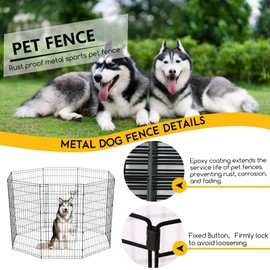 FDW 42 Inch Dog Pen 8 Panel Dog Playpen Indoor Outdoor Metal Puppy Pet Fence Portable Folding Animal Exercise Fence,Black