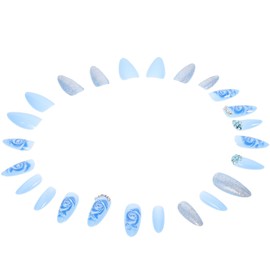 ABOOFAN 24pcs Rose Design Press Nails Rhinestones Artificial Nails for Women Unique for Daily Wear Parties and Special Occasions