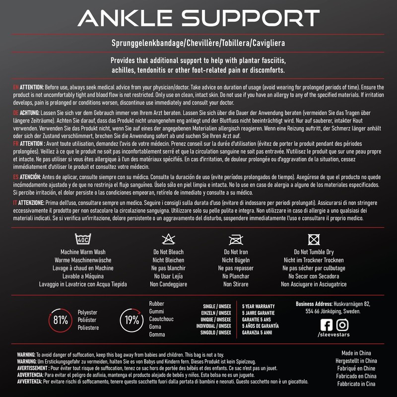 Sleeve Stars Ankle Brace for Sprained Ankle, Plantar Fasciitis Relief