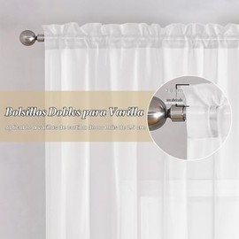 Lecloud Cortinas blancas transparentes de 45 pulgadas de largo, 2 paneles, cortinas cortas de gasa aireada para ventanas pequeñas, cortina filtrante d