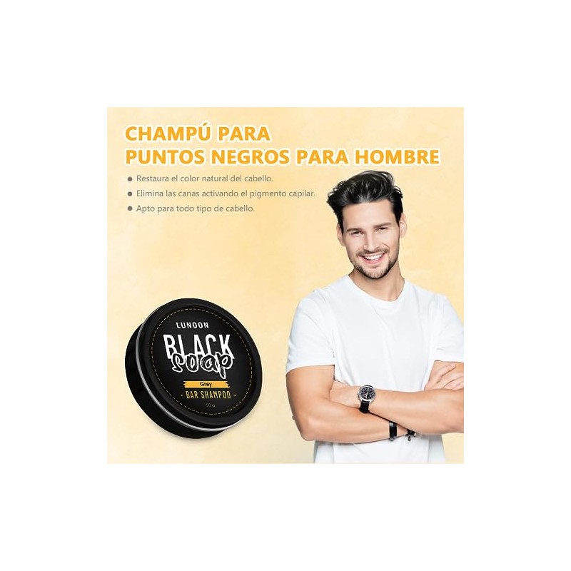 2PC Jabón de depilación de cabello gris natural, champú para