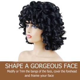 YOSILADY Short Curly Wig for Black Women, 14 Inches, Synthetic Hair, Lightweight, Easy to Style, Natural Looking