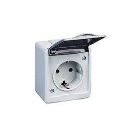 PAWBOL 1-Way Surface-Mounted Socket IP44 16 A/250 V Schuko Surface-Mounted Wet Room Socket GR