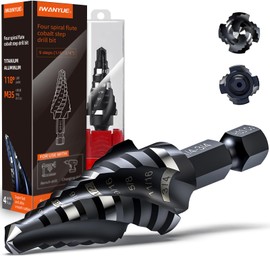 M35 Cobalt Four Spiral Flute Step Drill Bits,1/4”-3/4"(9 Step Size) Impact Unibit Step Drill Bit,1/4" Hex Shank Step Bits for Metal,Aluminum, Wood, Plastic