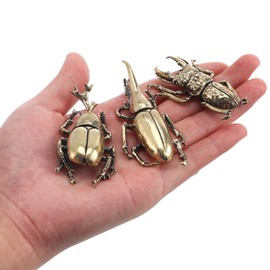 Alipis Metal Rhino Beetle Model Ornament Figure Ornament Cute Craft Beetle Ornament Vintage Statue Sculpture Decor For Home Office Desk Shelf