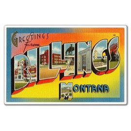 AK Wall Art Greetings from Billings Montana Vinyl Sticker - Car Phone Helmet - Select Size