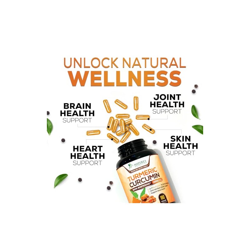 Nature's Nutrition | Cúrcuma con BioPerine 1950mg | Soporte Articular