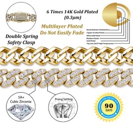 TOPGRILLZ 8mm Cuban Link Anklets Bracelet for Women 6 Times 14K Gold Plated Fashion Foot Jewelry Gift(Gold, 11)