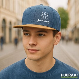 Huuraa Snapback Cap Bowling Pinns Geschenk Denim Bowling Präsent