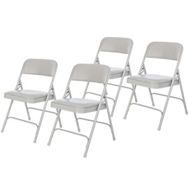OEF Furnishings (4 Pack Premium Vinyl Padded Folding Chair, Grey