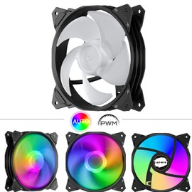 upHere 4-PIN PWM 120 mm Colourful Rainbow LED Case Fan PC Extremely Quiet Pack of 3 (PF120CF4-3)