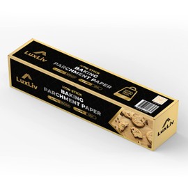 LuxLiv® 50m Unbleached Brown Parchment Paper Roll for Baking, Sourdough Bread Baking Accessories, Wax Paper Roll, Cooking Paper - Extra Thick and Non-Stick Greaseproof 0.3m Wide Sheets for Baking