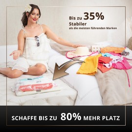 GENIE SPACE Roll Vakuumbeutel - 10er Pack | 4 Große, 3 Mittlere & 3 Kleine | Keine Pumpe/Vakuum | Premium starke & rollbare Vacuum Bags | 80% mehr Platz im Kleiderschrank & Perfekt zum Kofferpacken